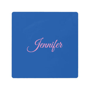 Impresión En Metal Caligrafía Elegante Nombre personalizado rosa azul