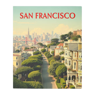 Impresión En Metal Calle Lombard, San Francisco   Retro vintage