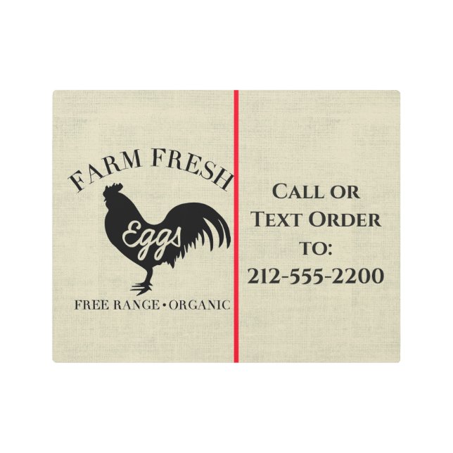 Impresión En Metal Camino de huevos frescos de granja (Anverso)