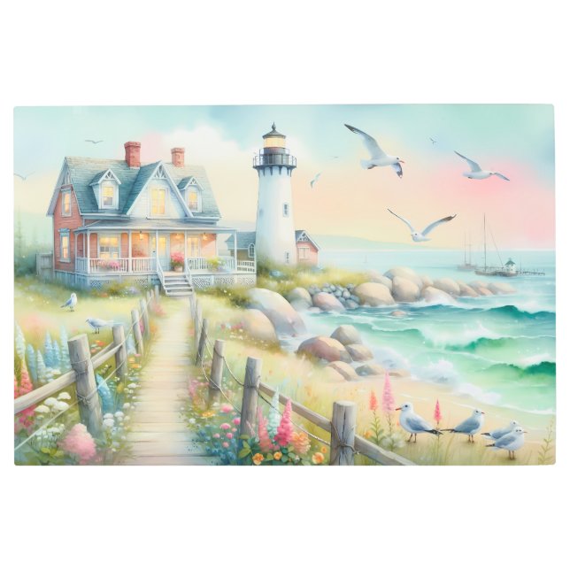 Impresión En Metal Camino hacia la cabaña costera del faro (Anverso)