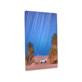 Impresión En Metal Caminos de Estrella del Desierto: Palmeras y Camió