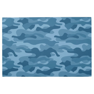 Impresión En Metal Camo monocolor azul acero