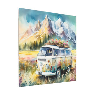Impresión En Metal Campervan Bliss Retro Campervan En Las Montañas
