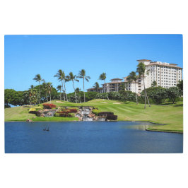 Impresión En Metal Campo de golf de Hawaii Metalizado Muro Art 36 x 2