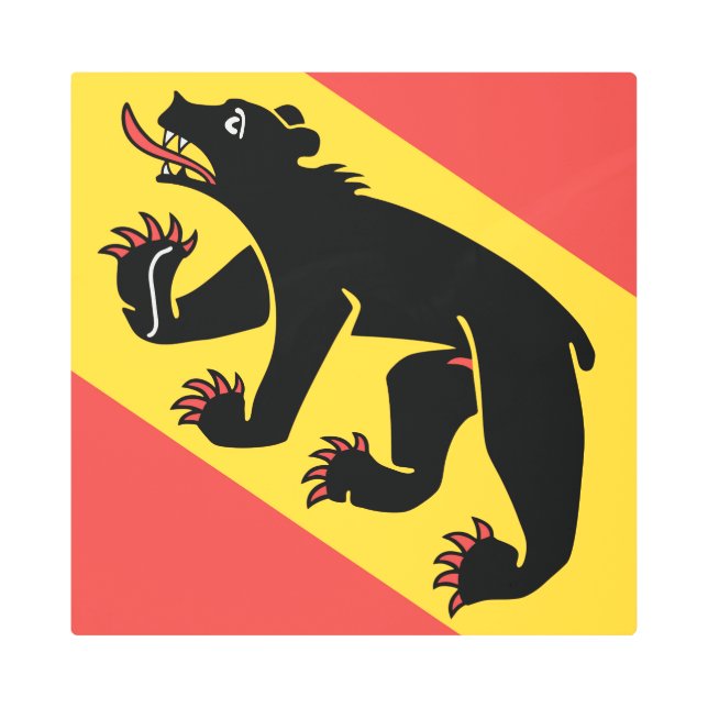 Impresión En Metal Canton of Bern flag Switzerland symbol (Anverso)