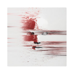 Impresión En Metal Cara abstracta en rojo