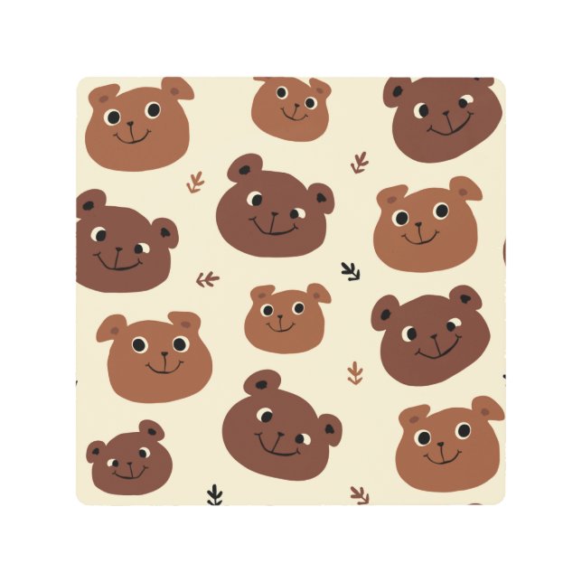 Impresión En Metal Cara de oso divertida (Anverso)