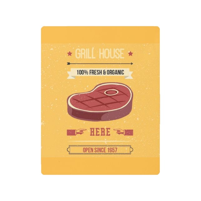 Impresión En Metal Carne Grill House (Anverso)