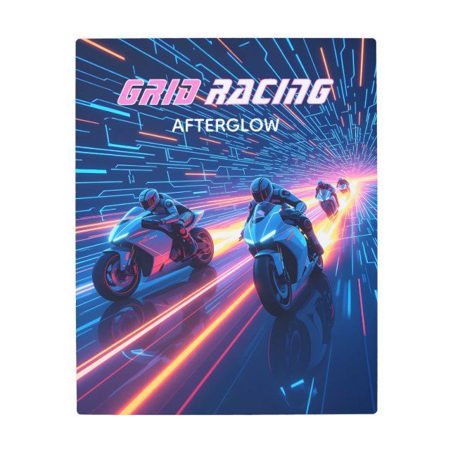 Impresión En Metal Carreras de la cuadrícula neón (Anverso)