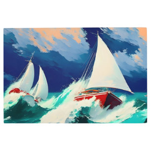 Impresión En Metal Carreras de veleros en los mares pesados