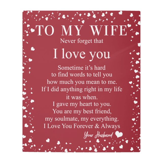 Impresión En Metal Carta Personalizada A Mi Esposa, Pareja San Valent (Anverso)