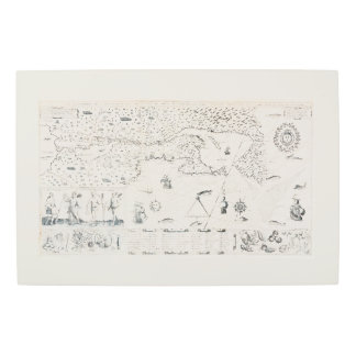 Impresión En Metal Carte Française Canada (Québec) par Champlain 1612