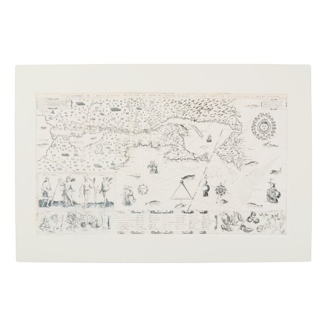 Impresión En Metal Carte Française Canada (Québec) par Champlain 1612 (Anverso)