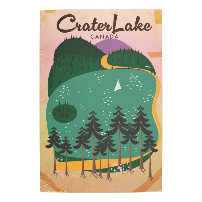 Impresión En Metal Cartel de viaje de cráter lake Canada (Anverso)