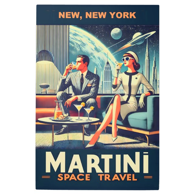 Impresión En Metal Carteles de viaje espacial Martini New York (Anverso)