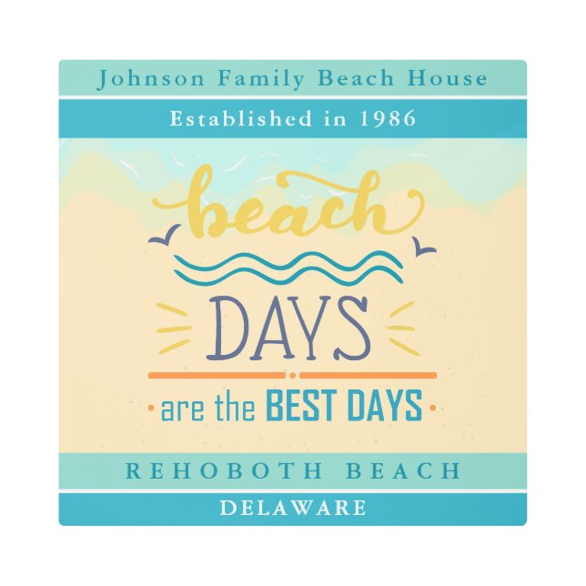 Impresión En Metal Casa de playa familiar personalizada (Anverso)