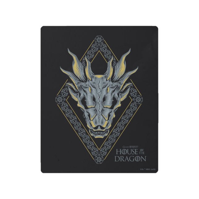 Impresión En Metal CASA DEL DRAGÓN | Balerion Skull Diamond Escudo (Anverso)