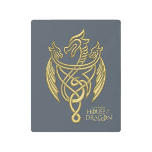 Impresión En Metal CASA DEL DRAGÓN   Escudo Golden Filigree Dragon