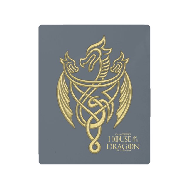 Impresión En Metal CASA DEL DRAGÓN | Escudo Golden Filigree Dragon (Anverso)
