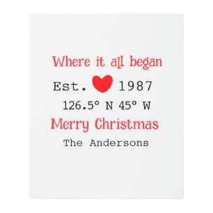 Impresión En Metal Casa del lago. Fecha año personalizado coordina ro