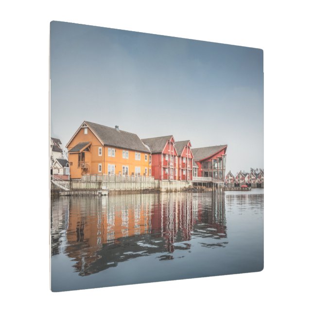 Impresión En Metal Casas pintadas de Noruega (Angulado)