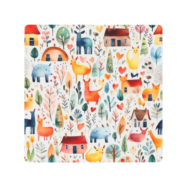 Impresión En Metal Casas rojas y casas lindas Hoja de papel (Anverso)