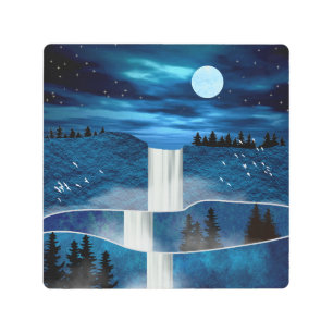 Impresión En Metal Cascada azul