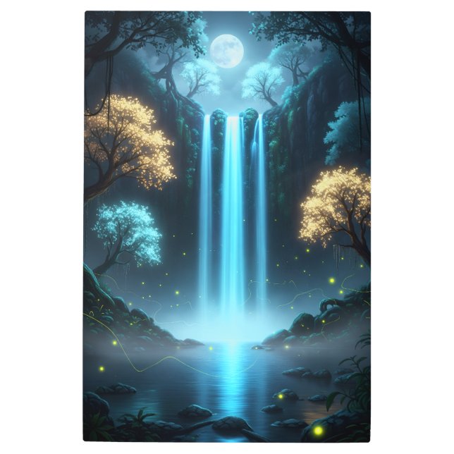 Impresión En Metal Cascada azul brillante - Fantasía brillante (Anverso)