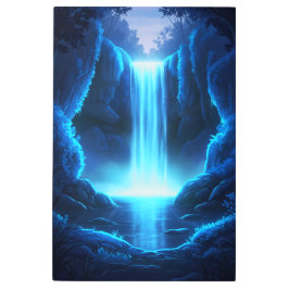 Impresión En Metal Cascada azul brillante - Fantasía brillante