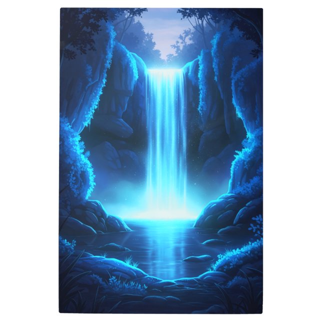 Impresión En Metal Cascada azul brillante - Fantasía brillante (Anverso)