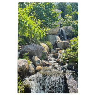 Impresión En Metal Cascada etérea Tranquila vegetación forestal