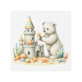 Impresión En Metal Castillos de arena y osos de peluche
