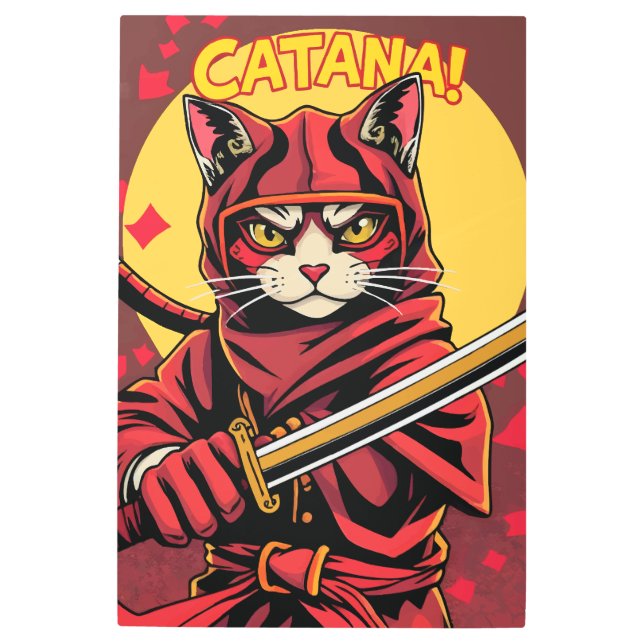 Impresión En Metal Catana el Cat Ninja (Anverso)