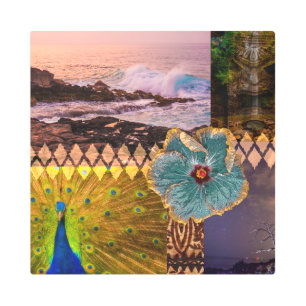 Impresión En Metal Cataratas Opaeka'a, Collage hawaiano de Kauai