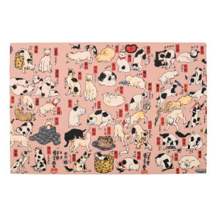 Impresión En Metal Cats japoneses ukiyo-e Art Funny