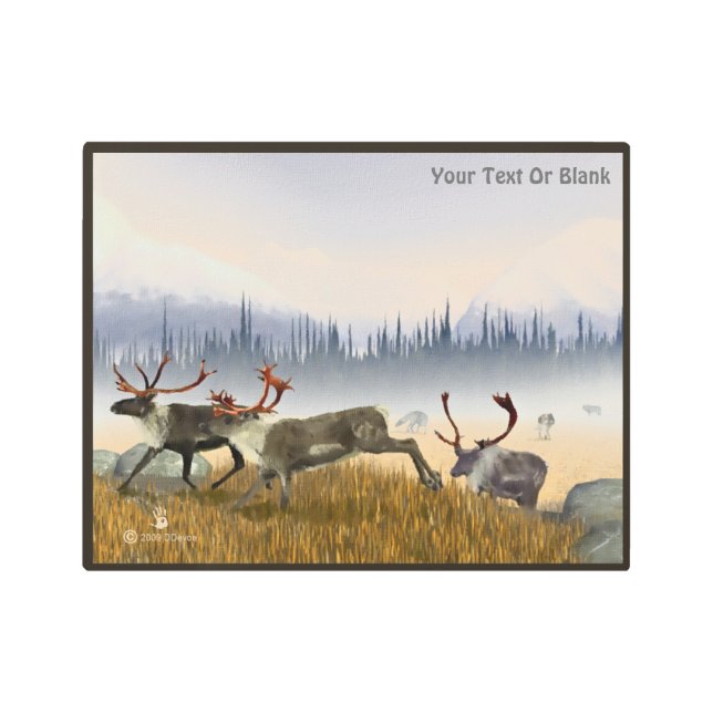 Impresión En Metal Cazadores En La Niebla (Caribou) (Anverso)