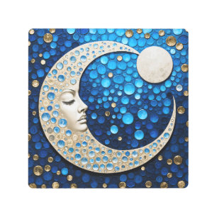 Impresión En Metal Celeste: Mujer en la luna