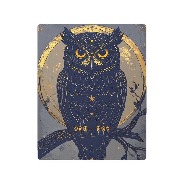 Impresión En Metal Celestial Gold Owl Metal Print (Anverso)
