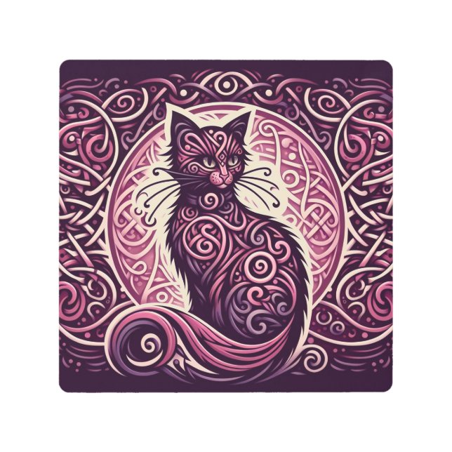 Impresión En Metal Celtic Purple Kitty (Anverso)