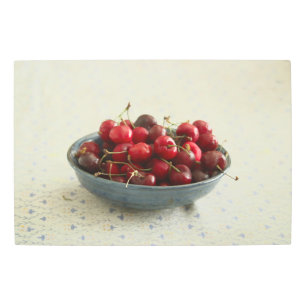 Impresión En Metal Cerezas en un tazón azul