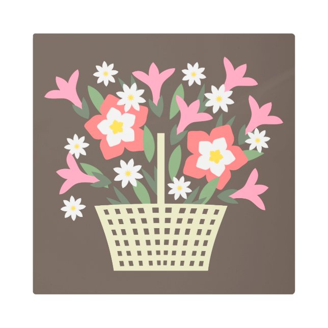 Impresión En Metal Cesta de flores (Anverso)