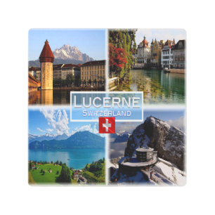 Impresión En Metal CH Suiza - Lucerna - Puente de la capilla - Viejo 