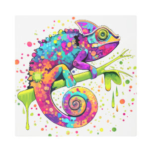 Impresión En Metal Chameleon Paint Stains Watercolor Style