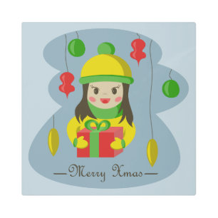Impresión En Metal Chica con caja de regalo para Navidades