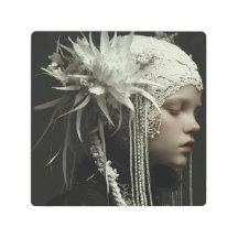 Chica de porcelana con tocado de encaje floral Ret