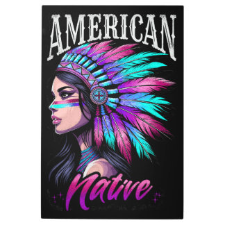 Impresión En Metal chica nativo americano