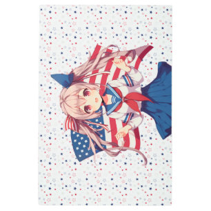 Impresión En Metal CHICA patriótico de anime de Estados Unidos