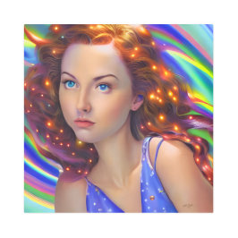 Impresión En Metal Chica soñado con luces arcoiris