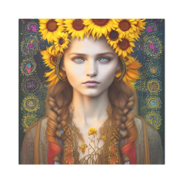 Impresión En Metal Chica ucraniano de Amulets y Sunflowers