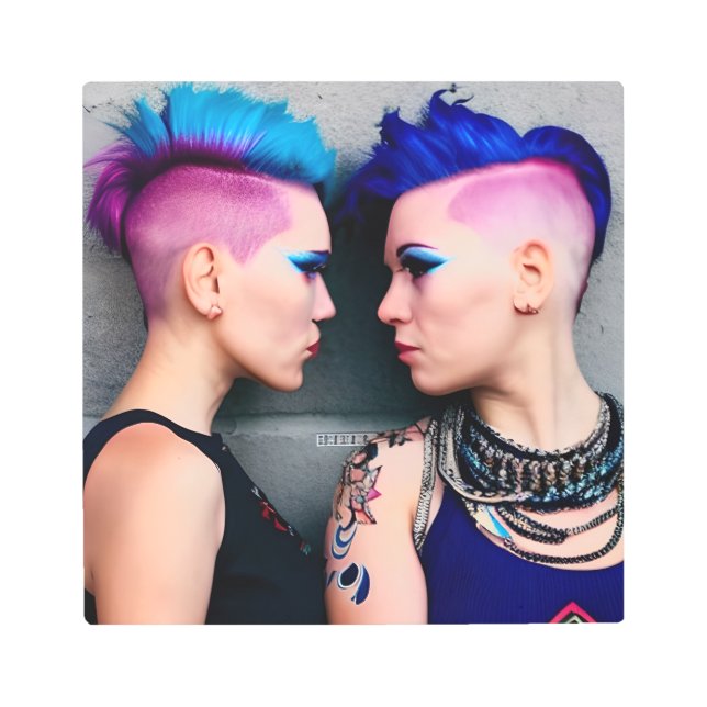 Impresión En Metal Chicas góticos enamorados LGBTQ+ (Anverso)